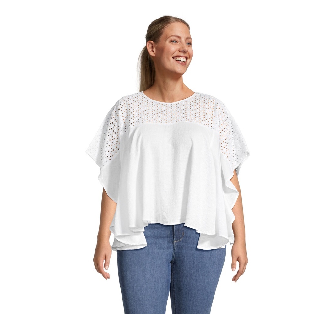 NWT WORL MARKET Lilo Ivory Floral Eyelet Peasant Bohemian Top